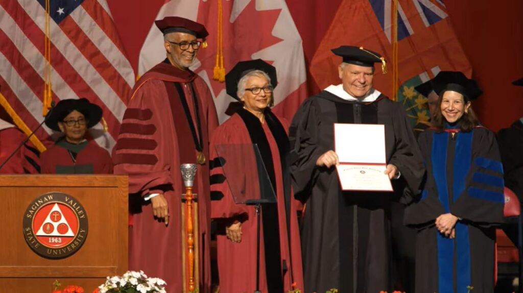 Ontario Premier Doug Ford talks tariffs, quotes Reagan in Michigan university grad speech Ontario Premier Doug Ford talks tariffs, quotes Reagan in Michigan university grad speech